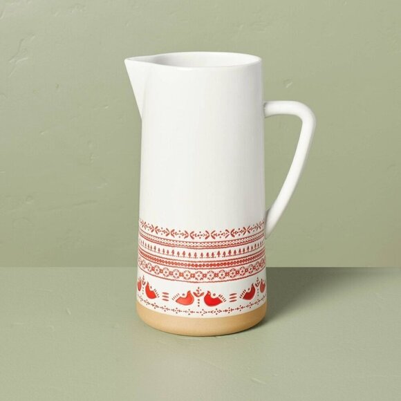 Hearth & Hand Magnolia Nordic Christmas Fair Isle Stoneware Pitcher -Target 2023 - Picture 1 of 7
